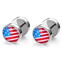 American Flag Earring USA Flag Ear Stud for Men, 2 Pcs