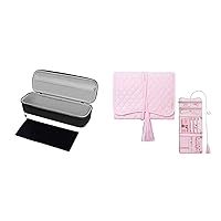 MOSISO Travel Jewelry Organizer Roll Case with Tassel &Hard Travel Case Storage Bag Compatible with Revlon One-Step Hair Dryer Brush & Volumizer & Styler, EVA Carrying Case Cover, Black&Pink