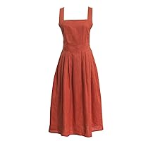 Women's Cross Back Open Back Linen Dress Orange