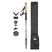 Trekking Poles - Carbon Fiber Monopod Walking or Hiking Sticks with with Accessories Mount and Adjustable Quick Locks