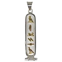 Customize Personalized pendant Egyptian Cartouche Necklace Sterling Silver and 18k gold symbols one Side,double side Translate into Hieroglyphs