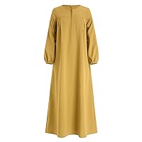 Abaya Dress for Women Ramadan Kaftan Muslim Long Sleeve Zipper Maxi Dress Islamic Gown Arabic Style Casual Dress