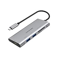USB C to HDMI Hub, Type C 5 in 1 Adapter with 2 USB 3.0 Ports, 4K@30Hz HDMI, SD/TF Card Reader, Compatible with MacBook Pro 2018-2020, ChromeBook, Dell XPS, Surface Go and Other C-Port Laptops