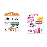 Schick Quattro Titanium Refills — Schick Quattro Refills, Men’s Razor Refills, 6 Count & Schick Quattro Ultra Smooth Razor Blade Refills for Women Value Pack, 6 Count (Pack of 1)