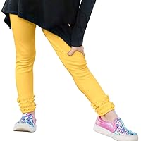 City Threads Girls' Ruffle Leggings Pants 100% Cotton Ankle Length - Play School Uniform Fun - Made in USA