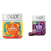 OLLY Hello Happy Gummy Worms Mood Balance 60 Count & Sleep Immunity Melatonin Gummy 36