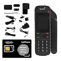 Inmarsat IsatPhone 2.1 Satellite Phone Telephone Handset with 500 Prepaid Units/365 Day Validity SIM Card - Ready to Activate - Voice, SMS Messenging, GPS Tracking, Global Coverage - Black
