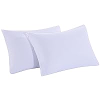 Mohap Zipper Pillowcase 2 Pieces Brushed Microfiber 1800 Hotel Quality Super Soft Pillow Cover No Shrinkage No Fade Pillow Protectors - White, Queen