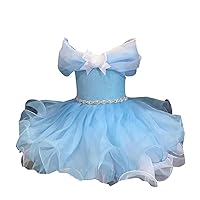 Elegant Off The Shoulder Cinderella Ball Gown Short Cupcake Flower Girl Dresses for Wedding Lace Crystal 2024