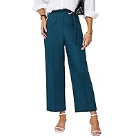 JASAMBAC Pants for Women Straight-Leg Dress Pants Stretchy Work Pants Office Slacks with Pockets for Business Casual