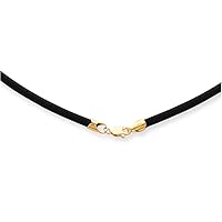 14k Yellow Gold 3mm Black Rubber Cord Necklace