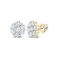 The Diamond Deal 10kt White Gold Womens Round Diamond Cluster Earrings 1/2 Cttw