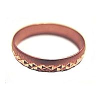 Solid Copper Ring 4mm Criscross Diamond Cut Ring (7)