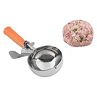 Restaurantware Met Lux 8 Ounce Portion Scoop 1 Durable Disher Scoop - Thumb Trigger Orange Stainless Steel Ice cream Disher For Portion Control For Ice Cream Mashed Potato And Cookie Batter