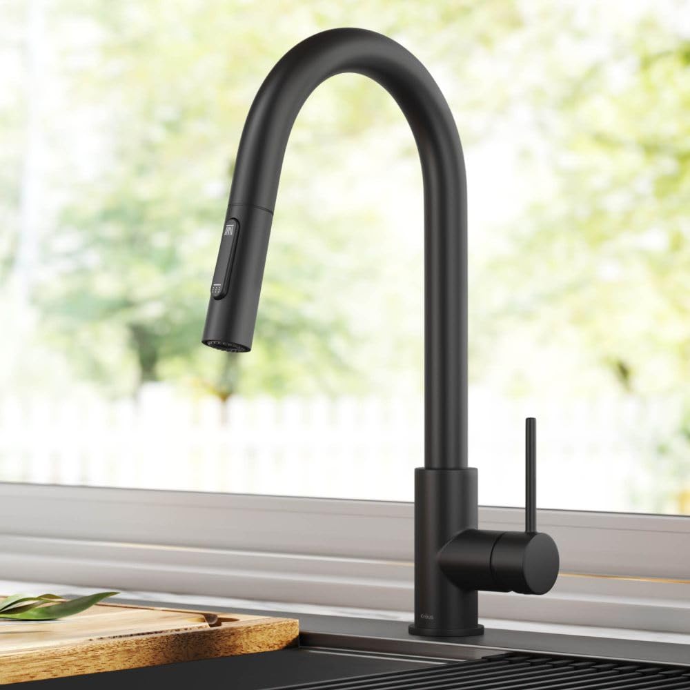 Kraus KPF-3104MB Oletto Contemporary Pull-Down Single Handle Kitchen Faucet, 16.25 inch, Matte Black