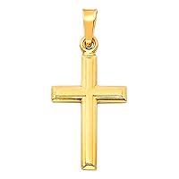 14KY Cross Religious Pendant | 14K Yellow Gold Christian Jewelry Jesus Pendant Locket For Women Men | 23 mm x 20 mm Gold Chain Pendants | Weight 0.7 grams