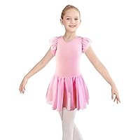 Belovance Toddler Ballet Leotard for Girls Gymnastics Dance Dress Flutter Sleeve Skirt Balck Purple Pink Ballet Tutu Outfit