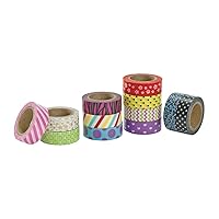 Colorations® Whimsical Printed Craft Washi Tape for Craft Projects, Arts, DIY Crafts, Bullet Journal Supplies, Planners, Scrapbook, Card/Gift Wrapping, 12 Patterns, Craft Tape