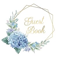 Guest Book: Beautiful Periwinkle Purple Blue Floral Hydrangeas Guestbook for Open Houses, Birthdays, and Other Family Events with Gift Log for Guests