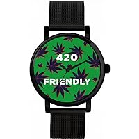 420 Friendly Weed Watch Ladies 38mm Case 3atm Water Resistant Custom Designed Quartz Movement Luxury Fashionable
