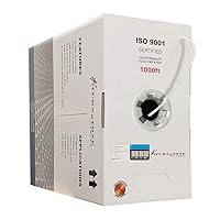 Cat6 Plenum (CMP) 1000ft Cable, 23AWG | 100% Solid Bare Copper | 550MHz | Unshielded Twisted Pair (UTP) Bulk Ethernet Cable, Available in 10 Colors (White)