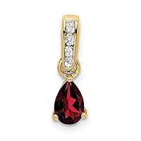4.5mm 14k Gold Pear Garnet and Diamond Pendant Necklace Jewelry Gifts for Women