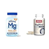 SlowMag Muscle + Heart Magnesium Chloride with Calcium Supplement to Support Muscle Relaxation & Jarrow Formulas MagMind Brain Health with Magtein (Magnesium L-Threonate), Dietary Supplement