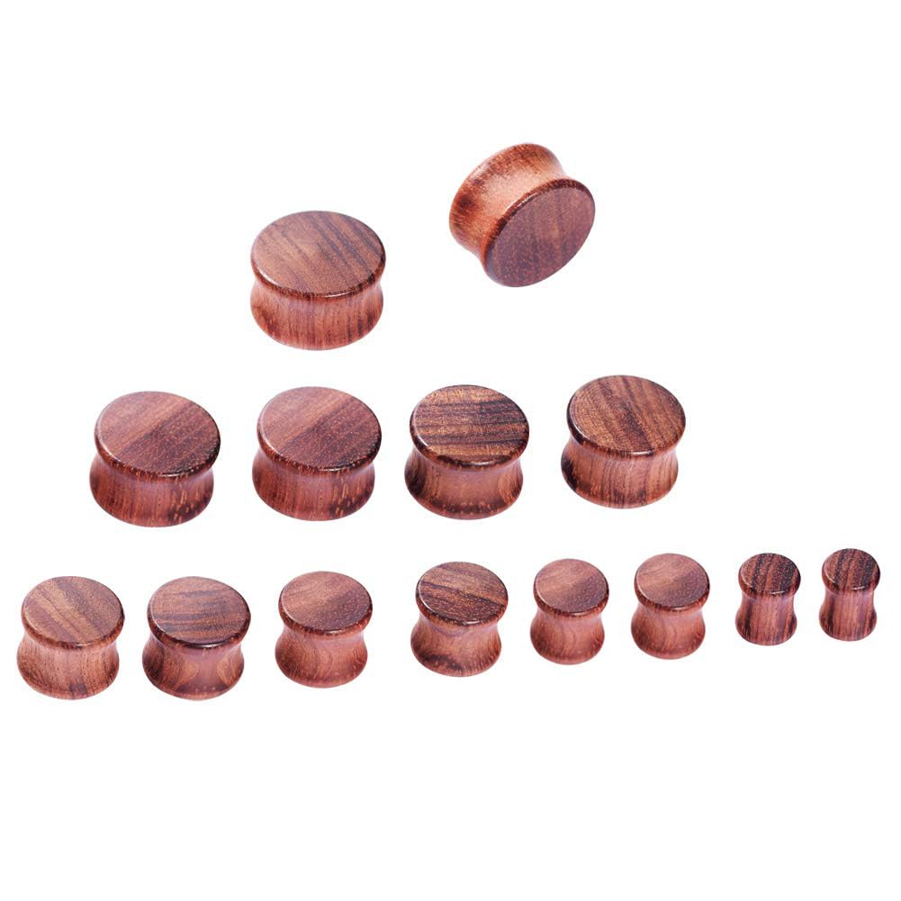 Longbeauty 1Pair/2Pair Vintage Brown Natural Wood Double Flared Ear Tunnels Expander Plugs Stretcher