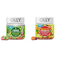 OLLY Fiber Gummy Rings, 5g Prebiotic Fiber, FOS (Fructo-oligosaccharides) & Multi + Probiotic Adult Multivitamin Gummy, 1 Billion CFUs, Digestive and Immune Support C