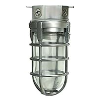 Woods L1706BS Vandal Resistant 150W Incandescent Security Light, Ceiling Mount, Compatible With Up To 50 Watt Standard Base Bulbs, Brushed Steel