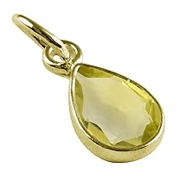 Choose Your Gemstone Pendants Pear Shape Sterling Silver 18K Gold Plated Locket For Men Women