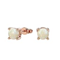 1/2 Carat Gemstone Elegant Round Stud Earrings for Women in 14k Gold Push Back 3 mm Birthstone Jewelry by VVS Gems