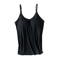 Womens Camisole Tank Tops with Built in Bra Adjustable Spaghetti Straps Camis Tank Built-in Shelf Bra Undershirts