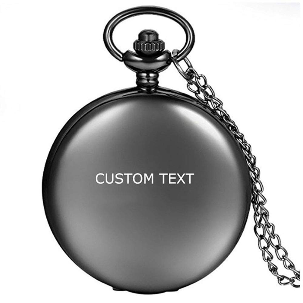 Noonan. Engraved Pocket Watches Personalized with Photo Stainless Steel Pocket Watch for Men with Chains Keepsake
