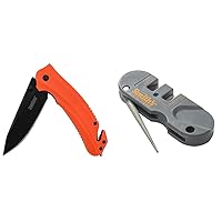 Barricade (8650) Orange Multifunction Rescue Pocket Knife with 3.5 Inch Stainless Steel Blade; SpeedSafe Opening, Glass Breaker Tip, Belt Cutter, Pocketclip; 4.5 oz, Small