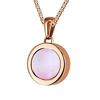 Quiges Rose Gold Stainless Steel 12mm Mini Coin Pendant Holder and Pink Coloured Coins with Box Chain Necklace 42 + 4cm Extender