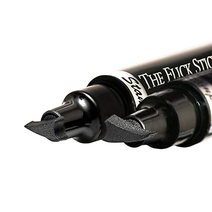 The Flick Stick Winged Eyeliner Stamp by Lovoir, Easy Cat Eye Stencil Makeup Tool, SmudgeProof & Waterpoof Liquid Eye liner Pen, Vamp Style Wing, Wingliner (10mm Classic, Midnight Black)