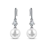 9 mm South Sea Cultured Pearl and 0.2 carat total weight diamond accent Earring in 14KT White Gold