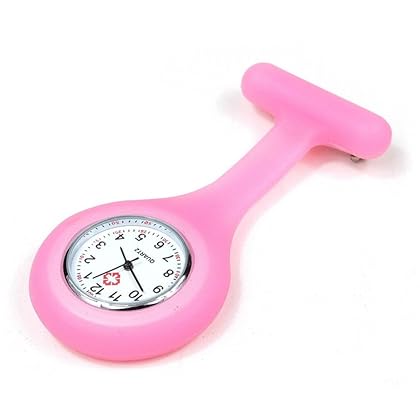 New Silicone Quartz Movement Nurse Brooch Fob Tunic Pocket Watch Pink
