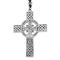 Pewter Large Celtic Knotwork Irish Cross Pendant