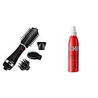 CHI Volumizer 4-in-1 Blowout Brush | Ceramic and Ion Technology | Black & 44 Iron Guard Thermal Protection Spray, Clear, 8 Fl Oz