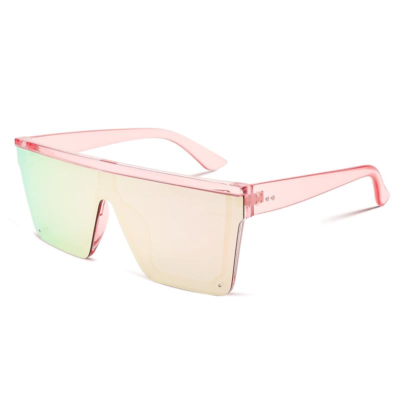 FEISEDY Women Men Flat Top Shield Sunglasses Oversized Square Rimless  Shades UV400 B2470