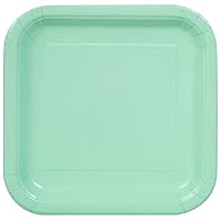Mint Green Solid Plastic Square Dessert Plates (Pack of 16) 7