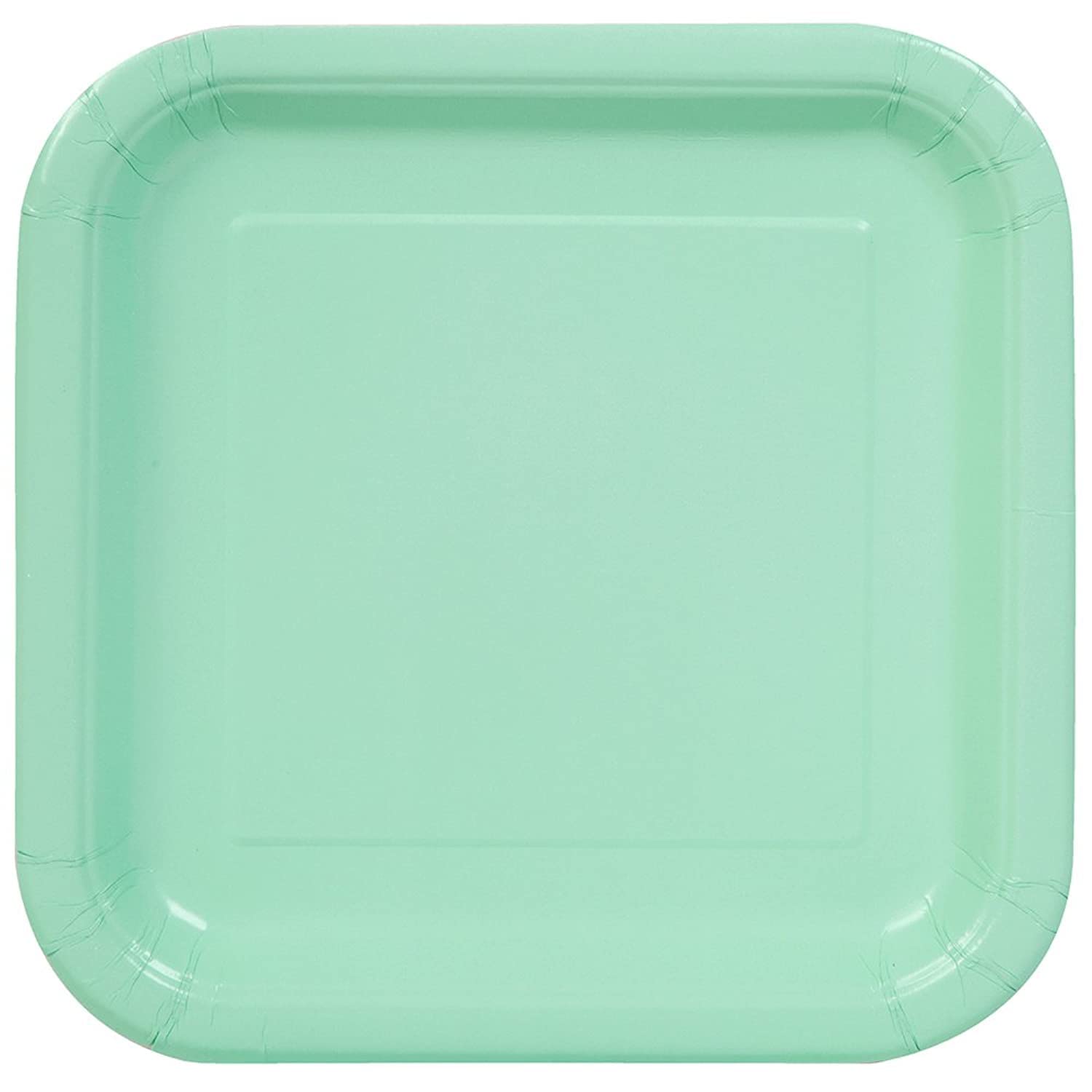 Mint Green Solid Plastic Square Dessert Plates (Pack of 16) 7