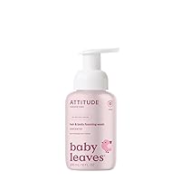 ATTITUDE 2-in-1 Hair and Body Foaming Baby Wash, EWG Verified Shampoo Soap, Dermatologically Tested, Made with Naturally Derived Ingredients, Vegan, Unscented, 10 Fl Oz