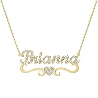 Full Diamond Personalized Custom Name Necklace Love Heart Pendant Delicate Shining Initial Letter Jewelry for Women