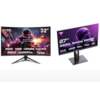 KTC 32 inch Curved Gaming Monitor, 165Hz 1ms MPRT, 2K 1440P 144Hz Monitor, 27-inch Gaming Monitor 240Hz Monitor Frameless, Xbox PS5 Switch, Blackwith 111% sRGB, Height Adjustable