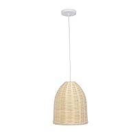 Elegant Designs PT1007-NAT Elongated Coastal Dome Rattan Downlight Pendant, Natural