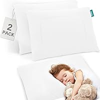 Toddler Pillow 2 Pack with Pillowcase (13 x 18), Kid Pillow for Sleeping, Machine Washable Soft Travel Pillow