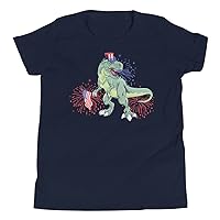 Dinosaur 4th of July Kids Boys Amerisaurus T Rex Funny T-Shirt Navy